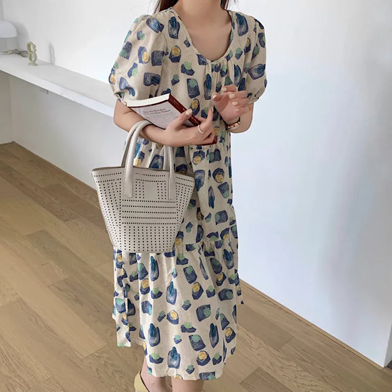 Hzirip Korean Casual O Neck Stitching Puff Sleeve Masonry Print Pattern Ladies 2021 Hot New Summer Chic Fashion Gentle Dress
Hzirip Korean Casual O Neck Stitching Puff Sleeve Masonry Print Pattern Ladies 2021 Hot New Summer Chic Fashion Gentle Dress