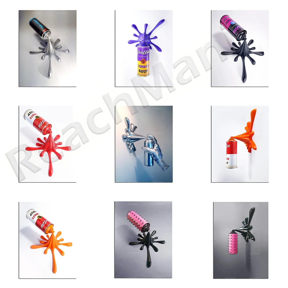 Hand splash spray cans sculpture canvas prints, Warhol graffiti tomato soup spray cans decorative canvas print posters
Hand splash spray cans sculpture canvas prints, Warhol graffiti tomato soup spray cans decorative canvas print posters