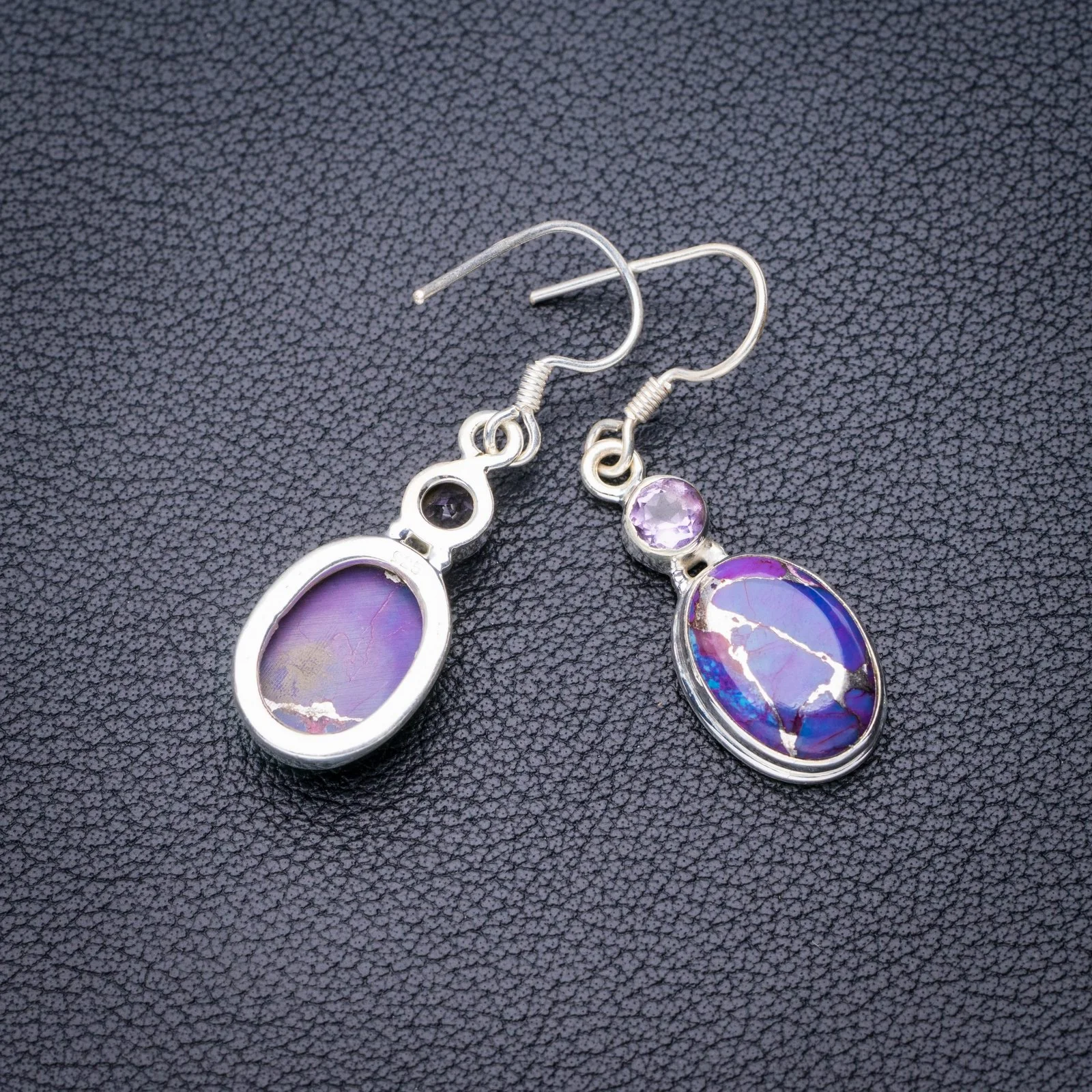 StarGems Natural Copper Turquoise Amethyst Handmade 925 Sterling Silver Earrings 1.5" E5212
StarGems Natural Copper Turquoise Amethyst Handmade 925 Sterling Silver Earrings 1.5" E5212