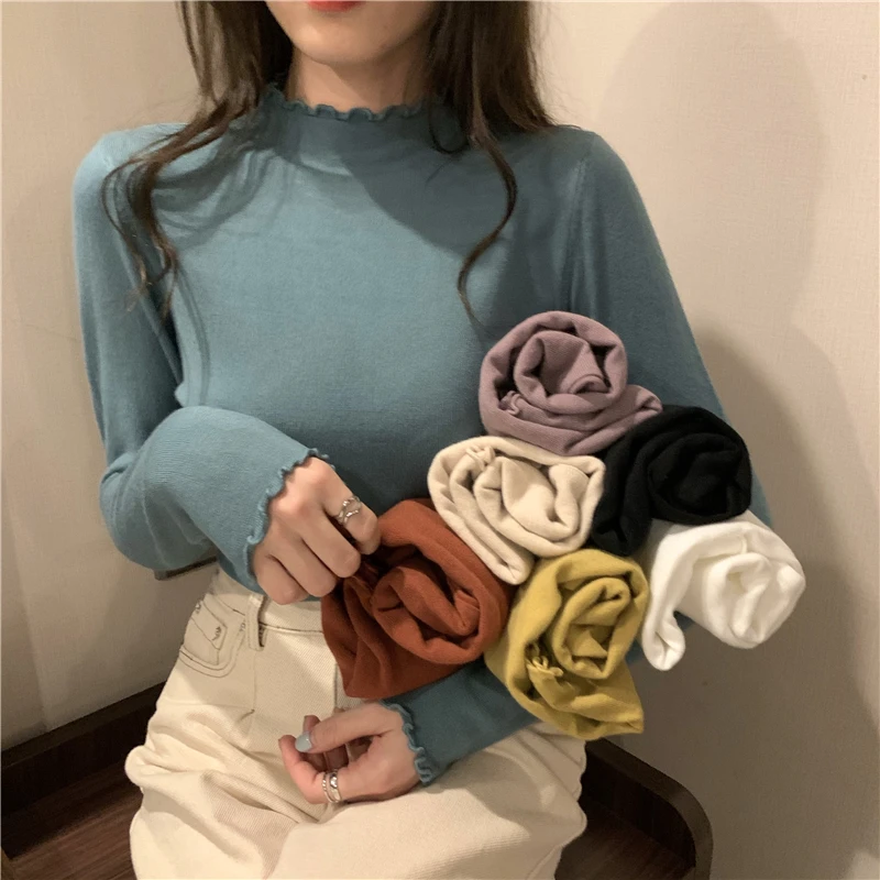 Модный свитер для женщин, Осень-зима 2021, свитер с длинным рукавом, Женский облегающий свитер с высоким воротником, Топ
Модный свитер для женщин, Осень-зима 2021, свитер с длинным рукавом, Женский облегающий свитер с высоким воротником, Топ