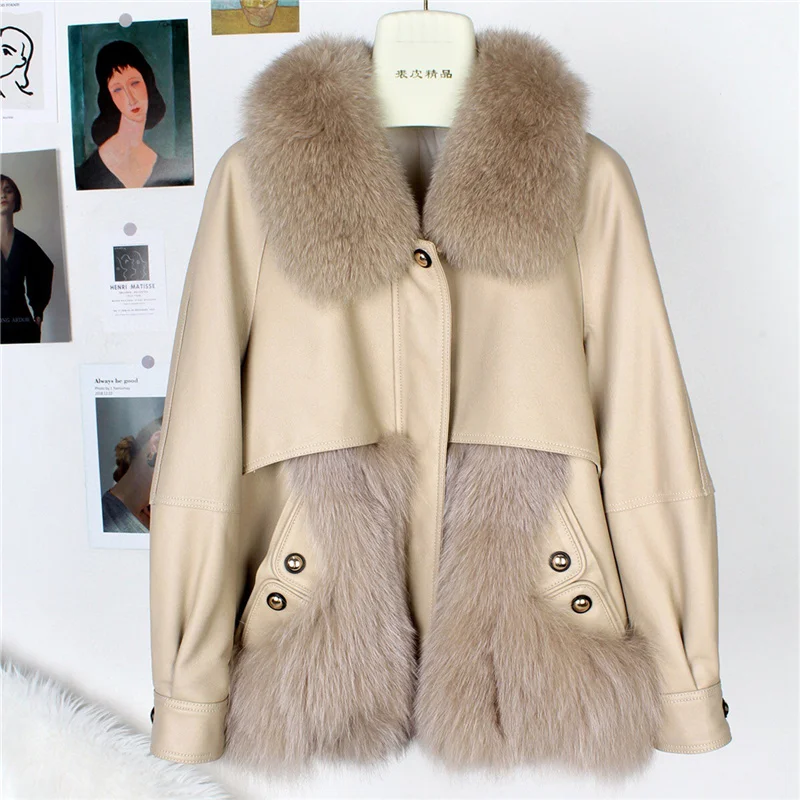 

2022 женские высококачественные искусственные пальто из натуральной овечьей кожи в стиле пэчворк из натурального Лисьего меха