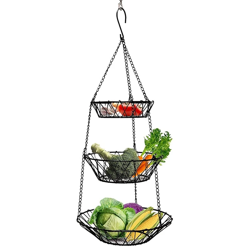 Hanging Fruit Basket 3 Tiers,Vegetable Basket Space Saving, Rustic Country Style Kitchen Storage Baskets,Wire Organizer
Hanging Fruit Basket 3 Tiers,Vegetable Basket Space Saving, Rustic Country Style Kitchen Storage Baskets,Wire Organizer