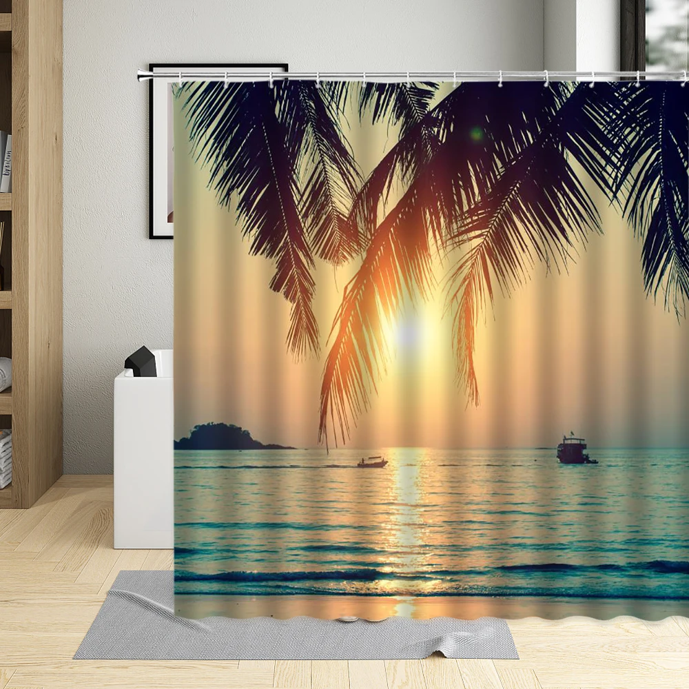 Sunset Dusk Coconut Tree Leaf Scenery Shower Curtain Summer Sea Landscape Bathroom Bathtub Curtains Home Decoration Washable Set
Sunset Dusk Coconut Tree Leaf Scenery Shower Curtain Summer Sea Landscape Bathroom Bathtub Curtains Home Decoration Washable Set
