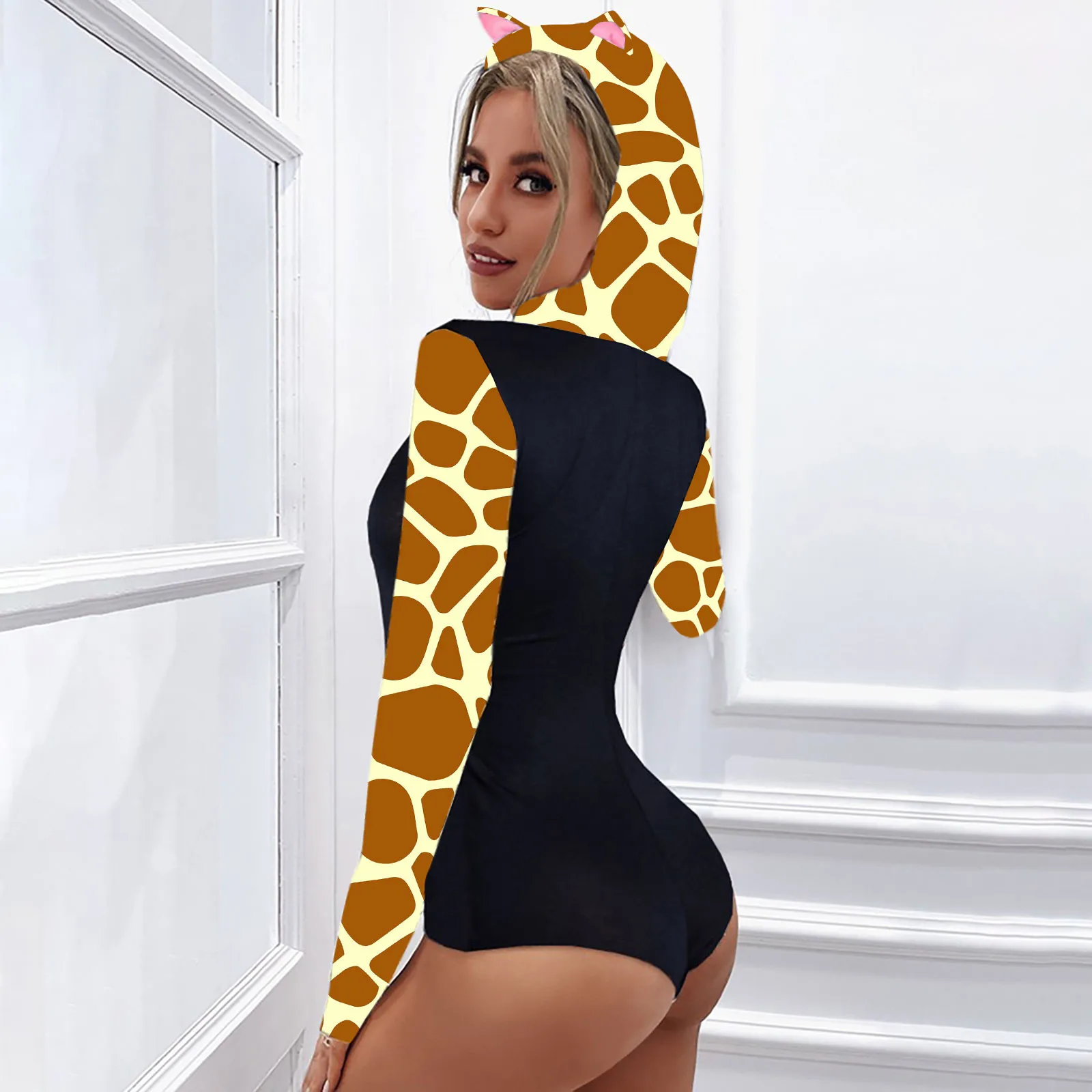 Bodysuit Female Body Hot Sexy Women Button Animal Print Ear Hooded Jumpsuit Tops Bodysuit Romper Playsuit
Bodysuit Female Body Hot Sexy Women Button Animal Print Ear Hooded Jumpsuit Tops Bodysuit Romper Playsuit