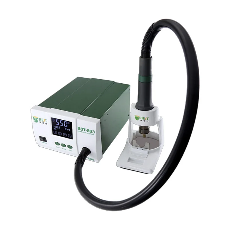 BEST-863 Lead-Free Thermostatic Heat Gun Soldering Station Intelligent LCD Digital Display Rework Station for Phone Repair
BEST-863 Lead-Free Thermostatic Heat Gun Soldering Station Intelligent LCD Digital Display Rework Station for Phone Repair