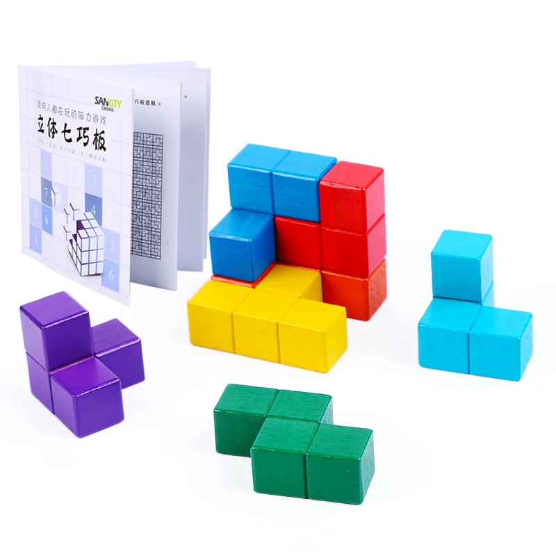 Children's Jigsaw Puzzle Building Block Cube Tetris Early Zabawki Drewniane Education Toy DD60TM | Игрушки и хобби