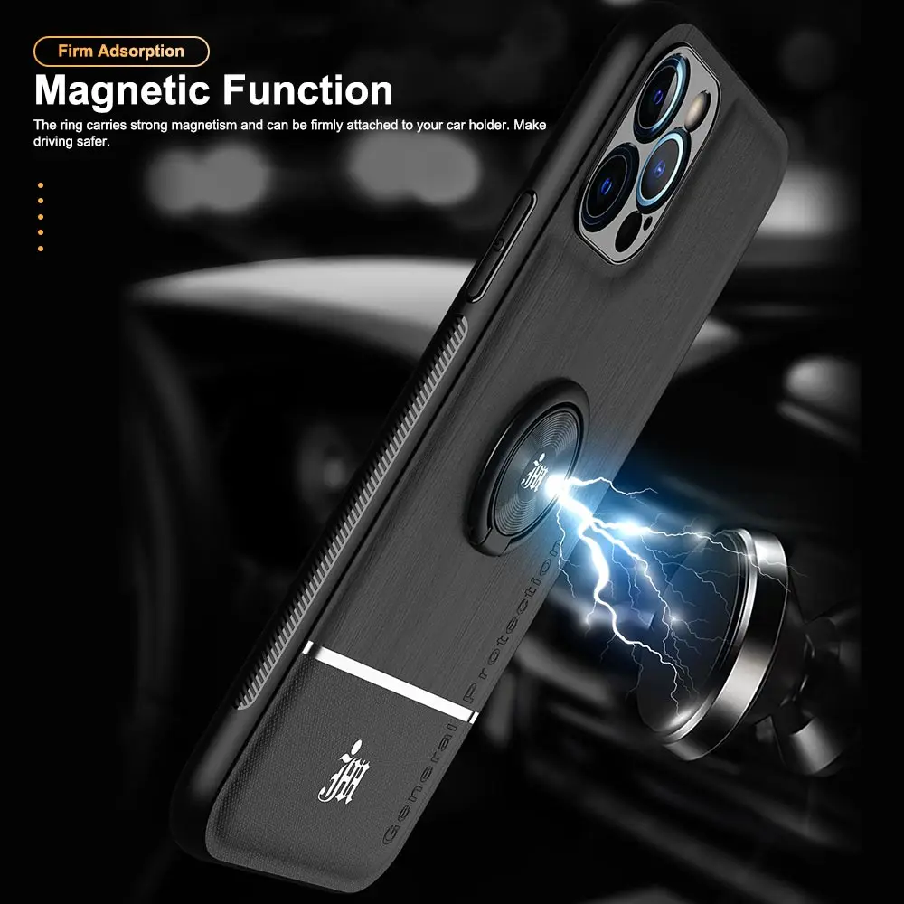 Роскошный автомобильный Магнитный чехол-подставка с кольцом для iPhone 12 11 Pro Max X XR XS