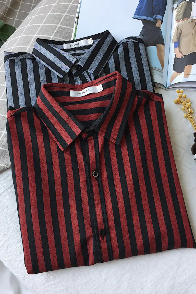 Long Sleeve Dark Stripe Cotton Men Shirt Fashion Turn Down Collar Shirts Chest Pocket Versatile Male Casual Loose Lapel Shirts
Long Sleeve Dark Stripe Cotton Men Shirt Fashion Turn Down Collar Shirts Chest Pocket Versatile Male Casual Loose Lapel Shirts