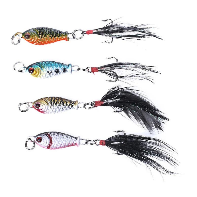 Hot 4Pcs 2.5cm/4g Lures Fishing Fake Lead Fish with Feather-Tail Hook Fishing Accessories Kit for Freshwater Saltwater
Hot 4Pcs 2.5cm/4g Lures Fishing Fake Lead Fish with Feather-Tail Hook Fishing Accessories Kit for Freshwater Saltwater