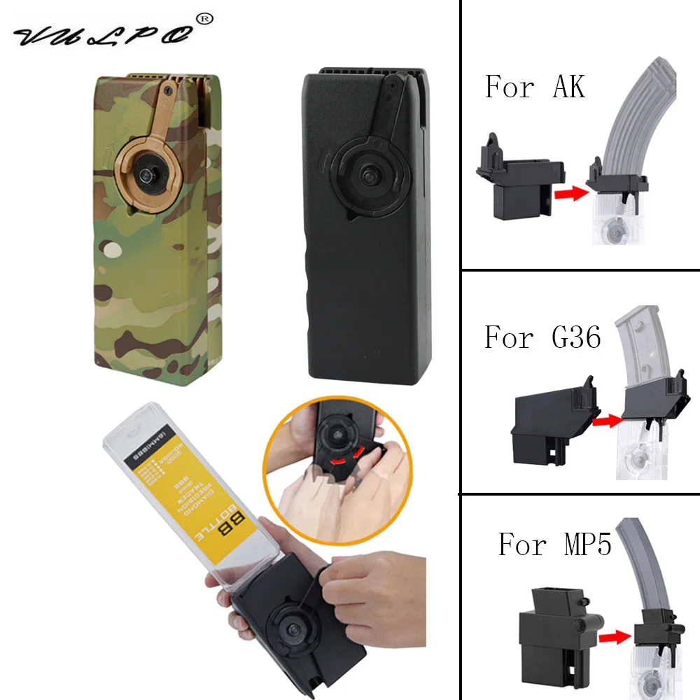 

VULPO Airsoft Paintball M4 BB Speed Loader 1000 Rounds Hand Crank Military Quick Loader AK MP5 G36 Magazine Speed Loader Adapter