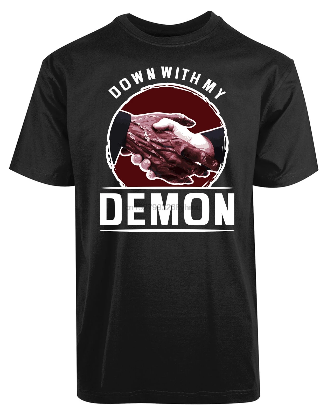 Новая мужская рубашка с надписью Down With My Demon летняя футболка Hand Shake Strong Believe Humor
