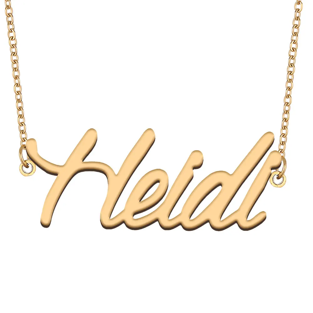 Heidi Nameplate Necklace for Women Stainless Steel Jewelry Gold Plated Name Chain Pendant Femme Mothers Girlfriend Gift
Heidi Nameplate Necklace for Women Stainless Steel Jewelry Gold Plated Name Chain Pendant Femme Mothers Girlfriend Gift