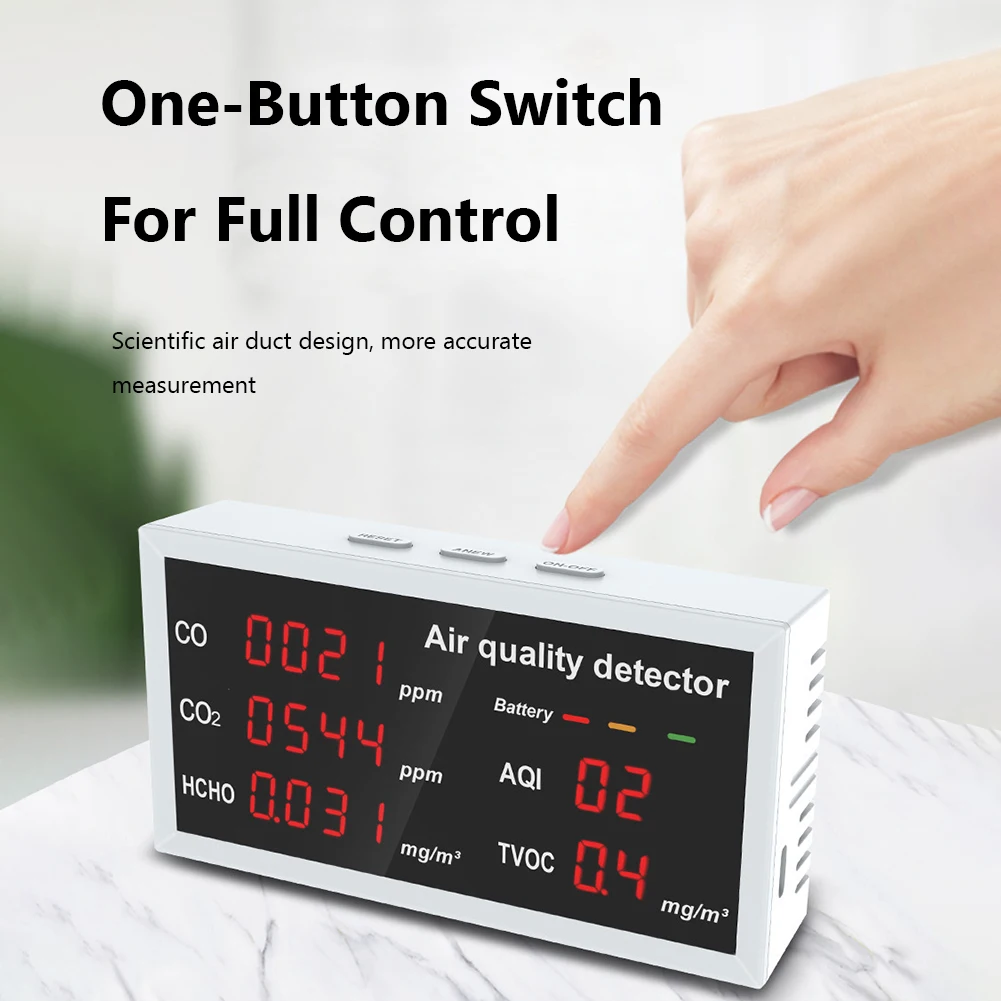 Внутренний монитор качества воздуха, детектор CO CO2 HCHO TVOC AQI, реальный цифровой датчик, монитор качества воздуха
Внутренний монитор качества воздуха, детектор CO CO2 HCHO TVOC AQI, реальный цифровой датчик, монитор качества воздуха