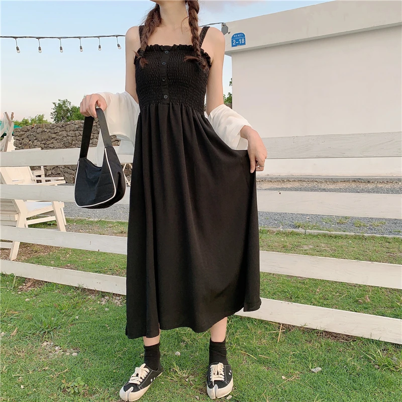 Dress Women Black Folds Elegant Streetwear Mujer Fashionable Summer Dresses Spaghetti Strap Simple Party Vestidos Feminine Solid
Dress Women Black Folds Elegant Streetwear Mujer Fashionable Summer Dresses Spaghetti Strap Simple Party Vestidos Feminine Solid