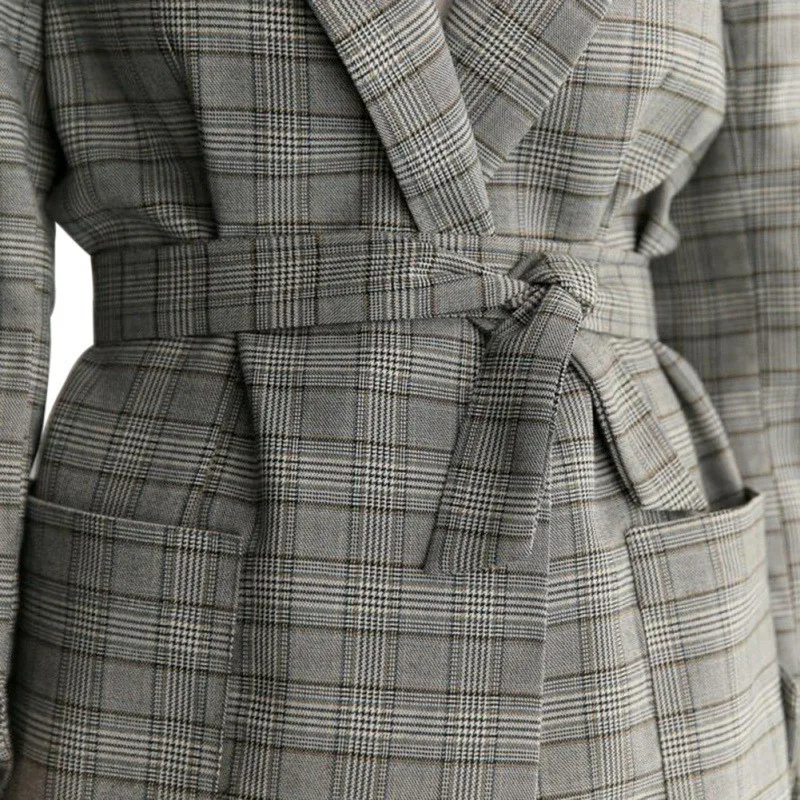 2019 Autumn Winter Women Coat Office Lady Plaid Blazer Collar Long Sleeve Warm Slim Jackets Fashion Bow Sashes Jackets
2019 Autumn Winter Women Coat Office Lady Plaid Blazer Collar Long Sleeve Warm Slim Jackets Fashion Bow Sashes Jackets