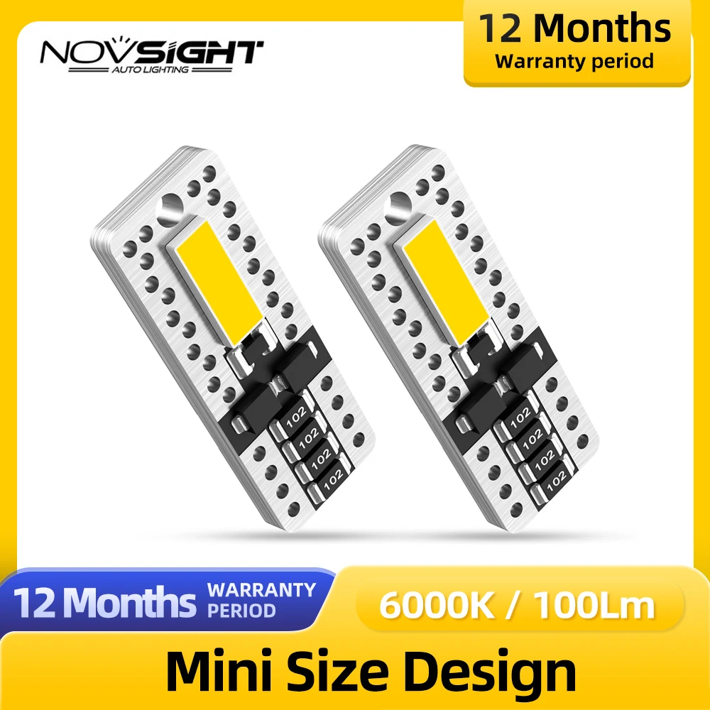 

NOVSIGHT W5W 194 T10 Led Lights Car Dome Light 7020 SMD LEDs Map Light 6000K 12V 100Lm IP68 Auto Reading Parking Signal Lamp