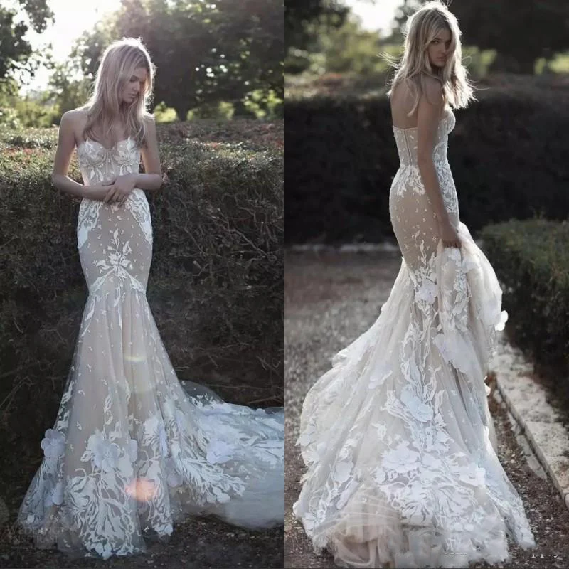 Vintage Champagne Lace Mermaid Wedding Dresses With Sweep Train Sleeveless Sweetheart Backless Bridal Gowns robe de mariée
Vintage Champagne Lace Mermaid Wedding Dresses With Sweep Train Sleeveless Sweetheart Backless Bridal Gowns robe de mariée