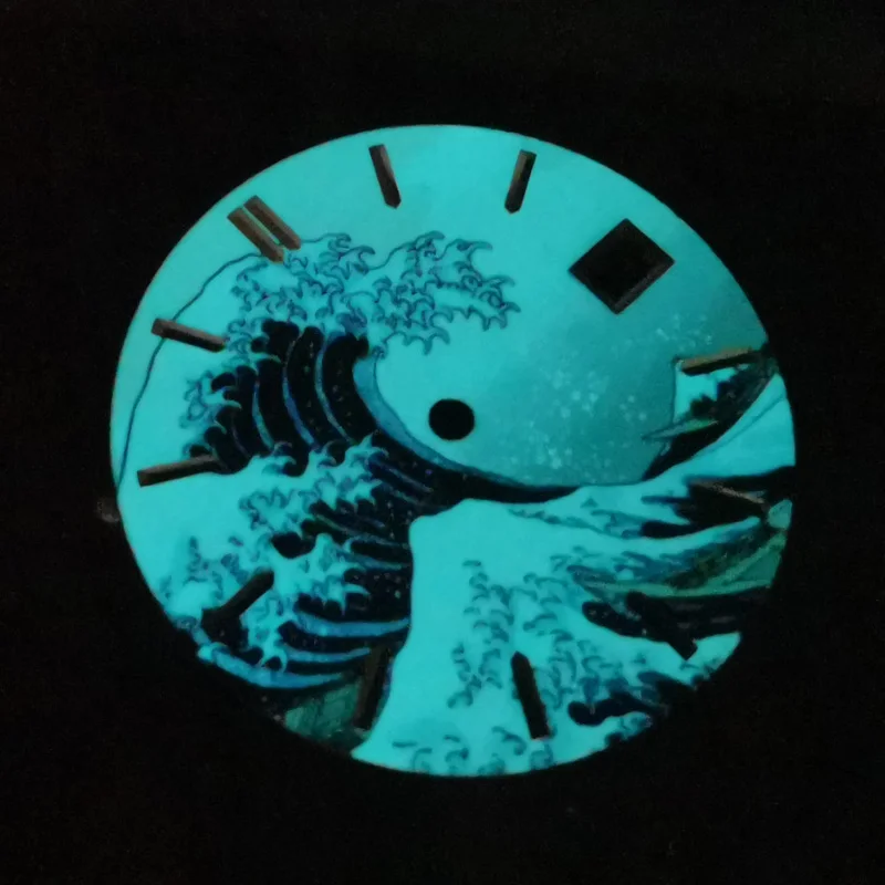 29mm Kanagawa Surfing Watch Dial BGW-9 Blue Luminous with Date Window Suitable for NH35A Automatic Movement Watch Parts