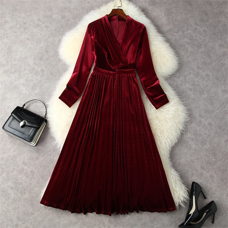 Женское бархатное платье средней длины, элегантное винтажное Плиссированное Платье с V-образным вырезом и длинным рукавом, праздвечерние ч...
Женское бархатное платье средней длины, элегантное винтажное Плиссированное Платье с V-образным вырезом и длинным рукавом, праздвечерние ч...