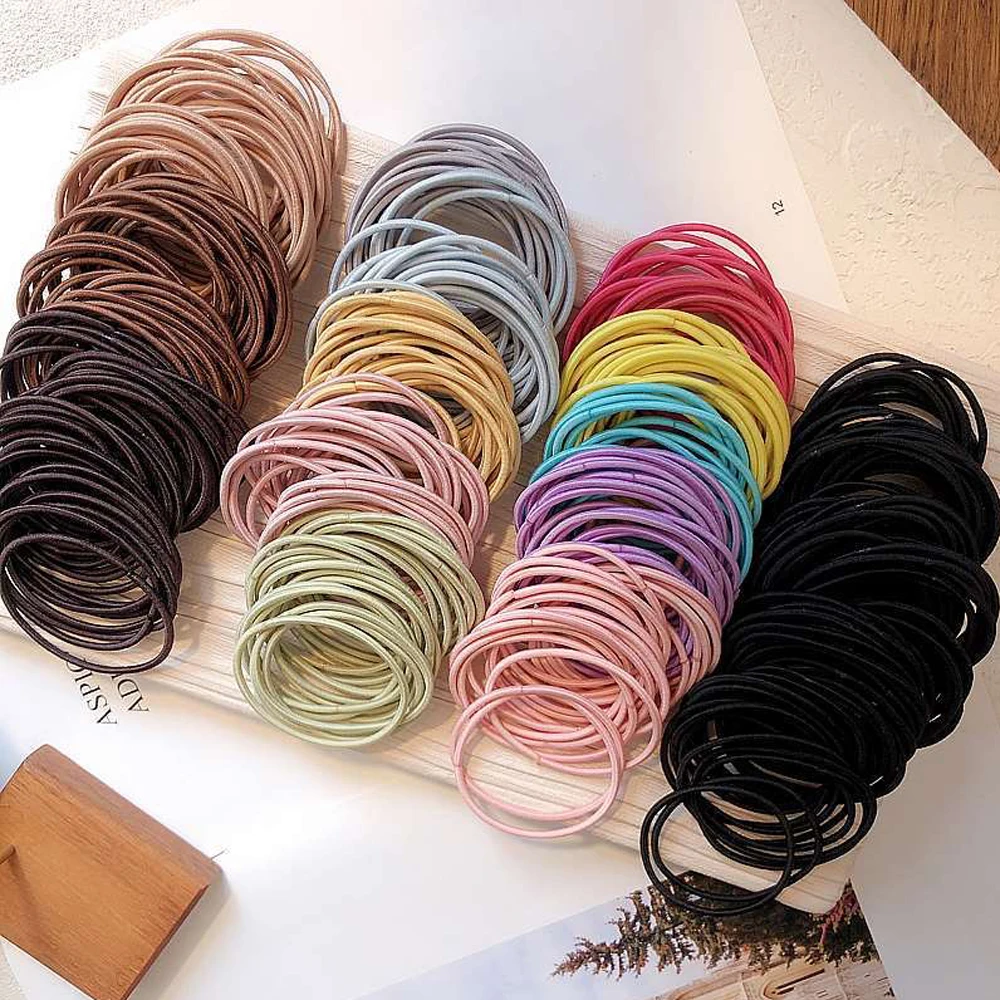 50/100PCS New Color Nylon Elastic Hair Tie 5CM Rubber Band for Women Men Thin Hairbands Ponytail Holder Accessories |