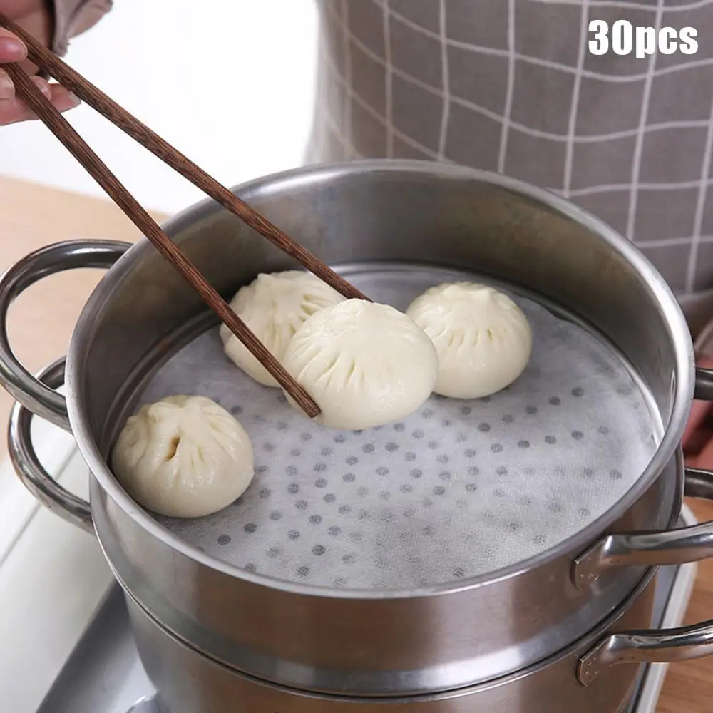 30Pcs Kitchen Disposable Pad Non-stick Steamer Bun Multifunction Paper Dumplings Pad Cooking Tool
30Pcs Kitchen Disposable Pad Non-stick Steamer Bun Multifunction Paper Dumplings Pad Cooking Tool