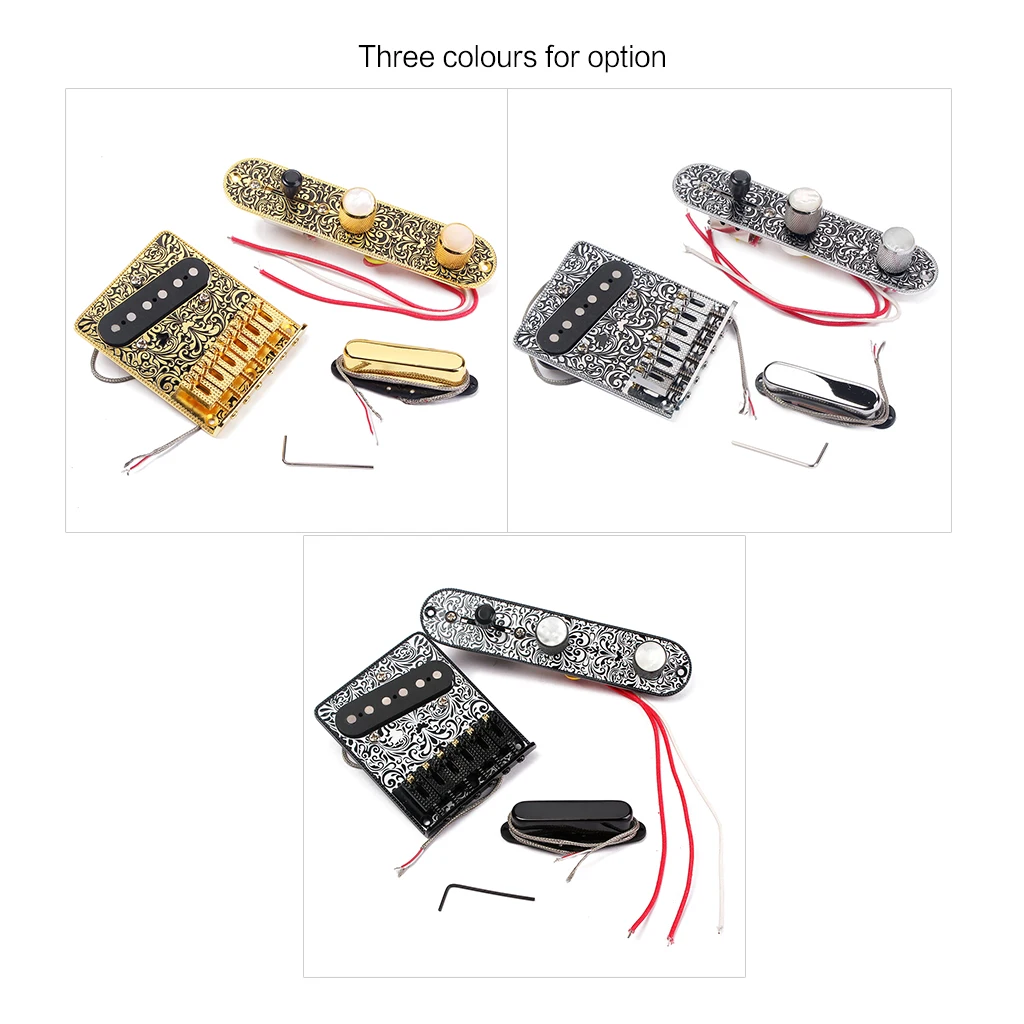 High-quality Electric Guitar 6 Saddle String Bridge Pickup Set with 3 Way Switch Control Plate Beautiful Decorative Pattern
High-quality Electric Guitar 6 Saddle String Bridge Pickup Set with 3 Way Switch Control Plate Beautiful Decorative Pattern