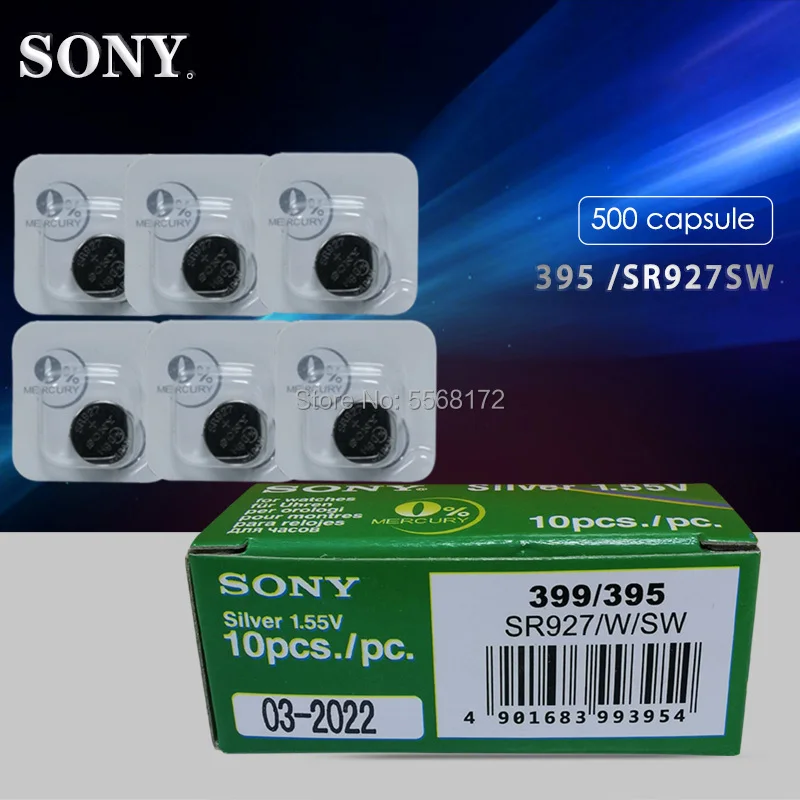 500pcs Sony Silver Oxide 1.55v Ag7 Lr927 395 399 523 610 613 Sr927sw LR927W S28 SP395 SR57 SR57L Button Coin Cell Bateria - купить по