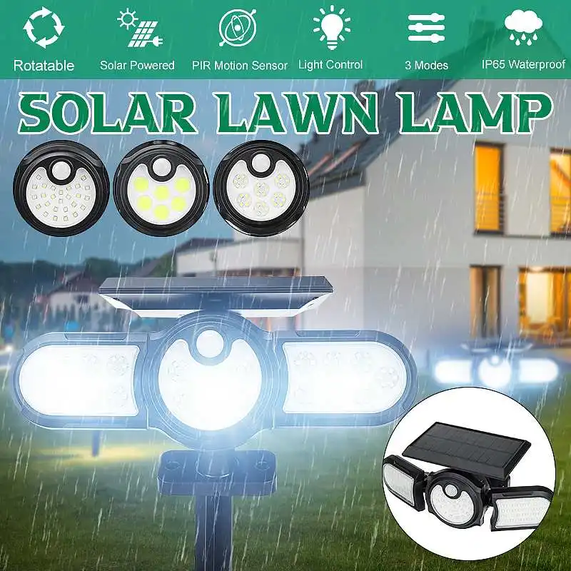 LED COB Solar Lights Outdoor 3 Head 3 Modes Motion Sensor Illumination Super Bright Waterproof Light Control Solar Wall Lamp
LED COB Solar Lights Outdoor 3 Head 3 Modes Motion Sensor Illumination Super Bright Waterproof Light Control Solar Wall Lamp