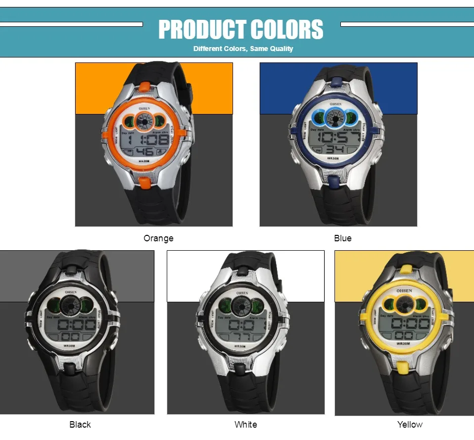 Children Kids Digital Watch Stopwatch OHSEN Clock White LED Electronic Sport Watches 50M Waterproof Wristwatch For Boys Girls
Children Kids Digital Watch Stopwatch OHSEN Clock White LED Electronic Sport Watches 50M Waterproof Wristwatch For Boys Girls