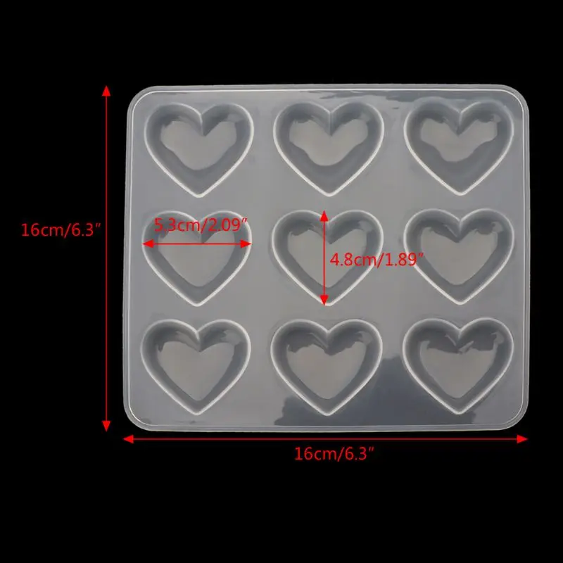 Silicone Mold 9pcs Heart DIY Epoxy Resin Crafts Jewelry Making Handmade Tools Mirror Crystal Molds Cake Fondant Chocolate
Silicone Mold 9pcs Heart DIY Epoxy Resin Crafts Jewelry Making Handmade Tools Mirror Crystal Molds Cake Fondant Chocolate