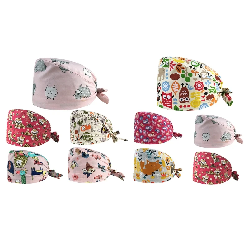 5pcs Gourd-Shaped Working Cap with Sweatband Cartoon Animal Print Adjustable Elastic Tie Back Bouffant Hat Head Cover
5pcs Gourd-Shaped Working Cap with Sweatband Cartoon Animal Print Adjustable Elastic Tie Back Bouffant Hat Head Cover