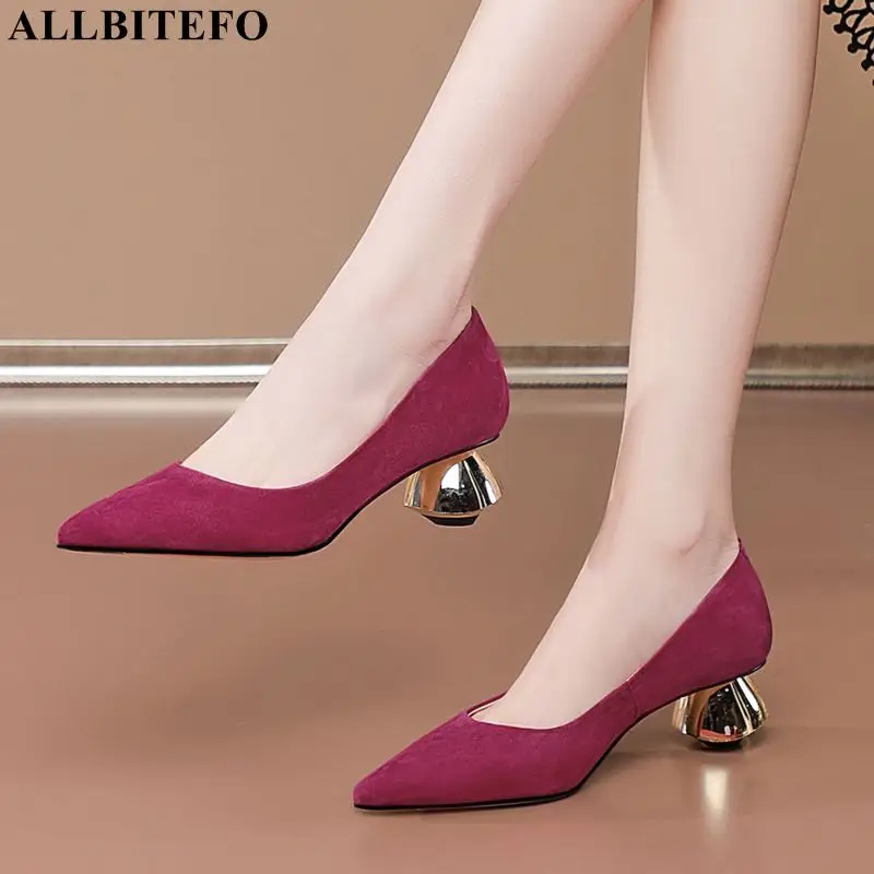 ALLBITEFO golden heel design soft sheepskin suede genuine leather women high heels fashion party wedding shoes high heel shoes
ALLBITEFO golden heel design soft sheepskin suede genuine leather women high heels fashion party wedding shoes high heel shoes