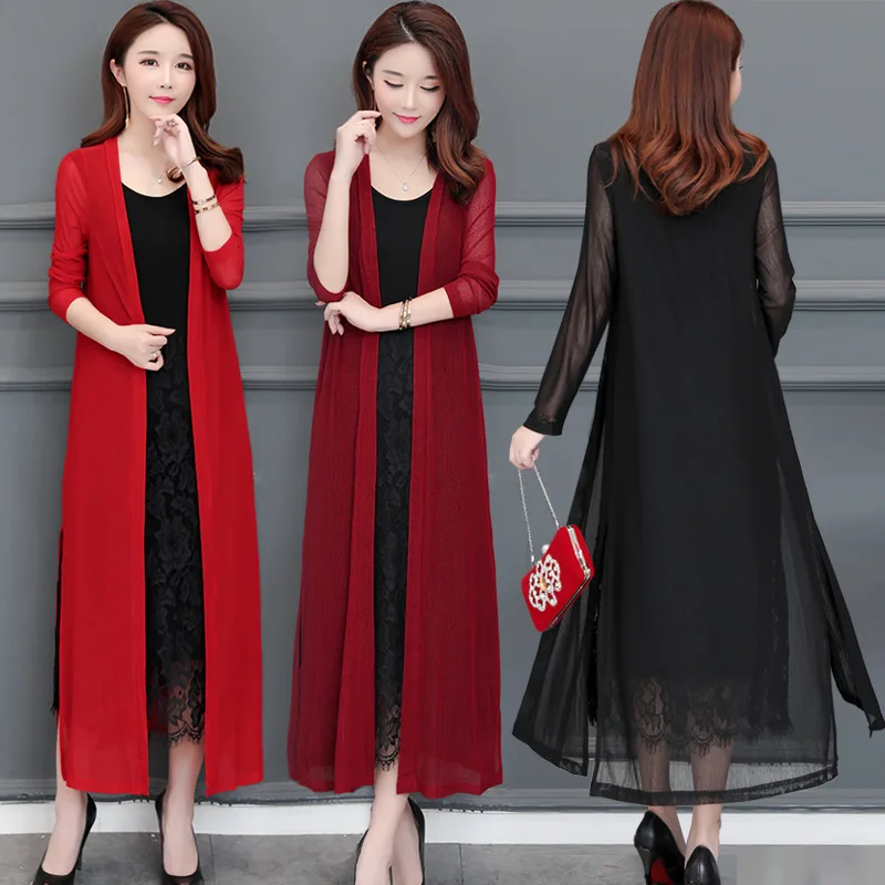 2021 Elegant Long Knitted Cardigan Women Plus Size Summer Thin Cardigan Sweater Female Loose Hollow coat kardigan Korean Tops
2021 Elegant Long Knitted Cardigan Women Plus Size Summer Thin Cardigan Sweater Female Loose Hollow coat kardigan Korean Tops