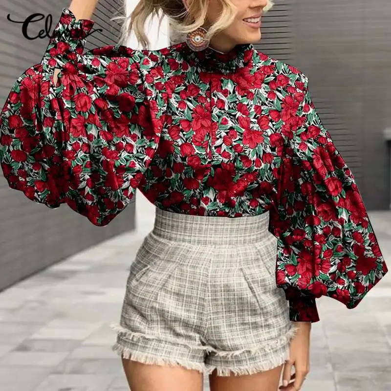 Celmia Floral Printd 2022 Fashion Shirts Streetwear Office Women Lantern Sleeve Tunic Mujer Stand Collar Elegant Casual Blouses
Celmia Floral Printd 2022 Fashion Shirts Streetwear Office Women Lantern Sleeve Tunic Mujer Stand Collar Elegant Casual Blouses