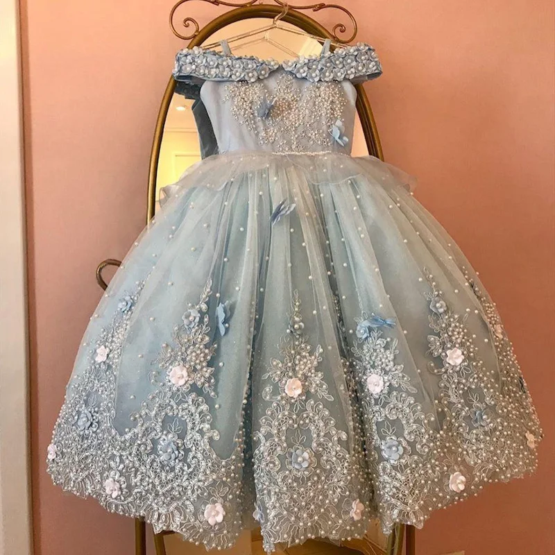 Light Sky Blue Pearls Flower Girl Dresses For Wedding Party Ball Gowns Floor Length Tulle First Communion Dress
Light Sky Blue Pearls Flower Girl Dresses For Wedding Party Ball Gowns Floor Length Tulle First Communion Dress