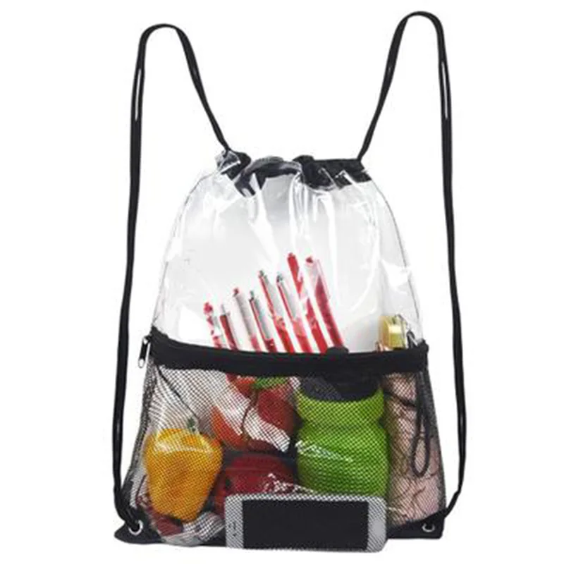 Прозрачный водонепроницаемый рюкзак со шнурком сумка для хранения с передними
