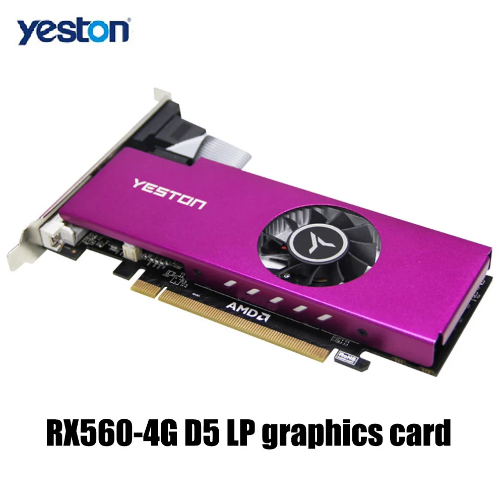 

Видеокарта Yeston Radeon mini RX 560 GPU 4 ГБ GDDR5 3,0 бит для игрового настольного ПК, видеокарты с поддержкой VGA/DVI-D/HDMI PCI-E