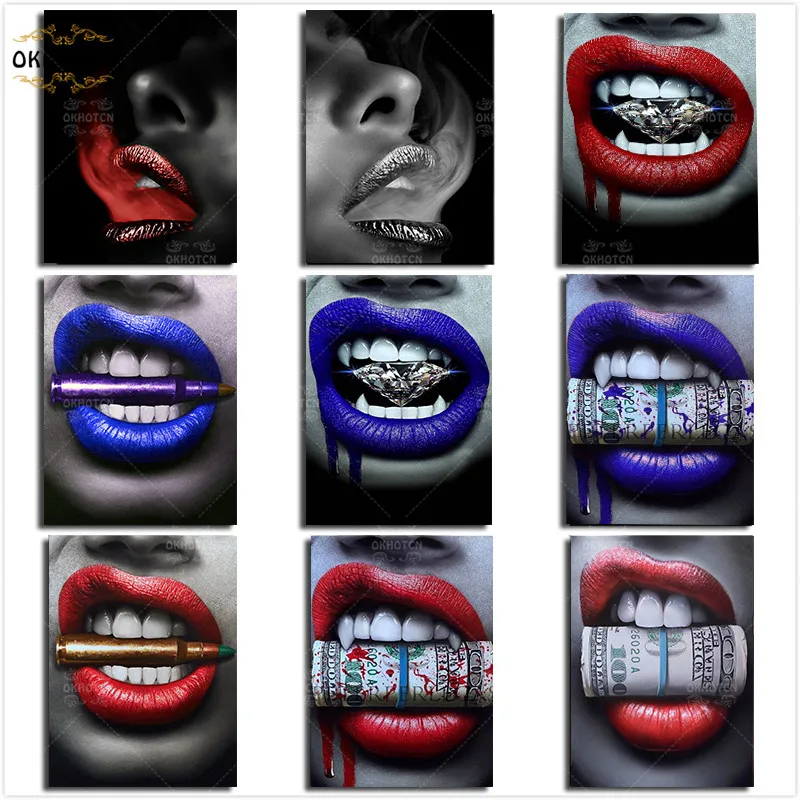 Lip with Diamond Bullet Canvas Posters and Prints Sexy Beauty Personality Printed On Canvas Wall Pictures for Living Room Decor
Lip with Diamond Bullet Canvas Posters and Prints Sexy Beauty Personality Printed On Canvas Wall Pictures for Living Room Decor