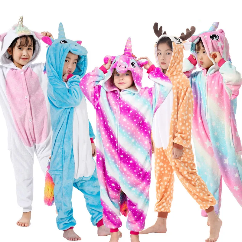 Кигуруми костюм для детей одежда мальчиков Хлопковая пижама единорог динозавр