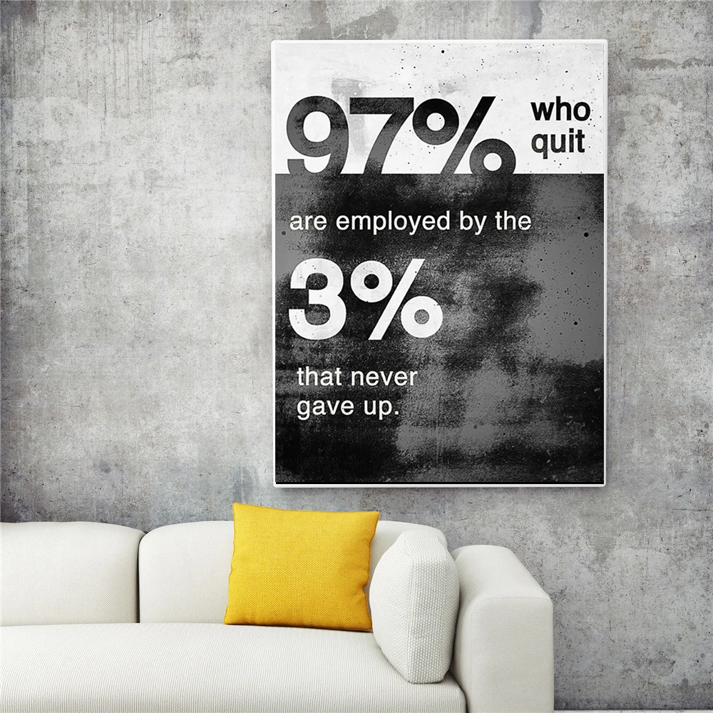 Modern Black and White Motivational Quotes Canvas Painting 97% and 3% Never Gave Up Poster and Prints for Living Room Home Decor
Modern Black and White Motivational Quotes Canvas Painting 97% and 3% Never Gave Up Poster and Prints for Living Room Home Decor