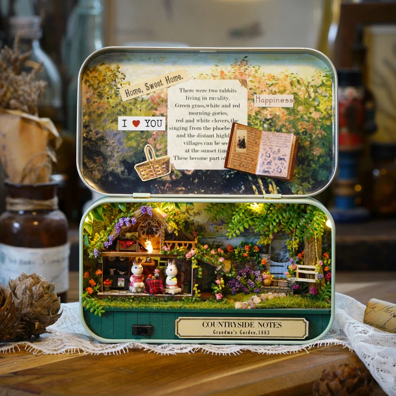Metal Box Theatre DIY Model Miniatures Wooden Miniature Dollhouse Toys For children Countryside Notes room decors
Metal Box Theatre DIY Model Miniatures Wooden Miniature Dollhouse Toys For children Countryside Notes room decors