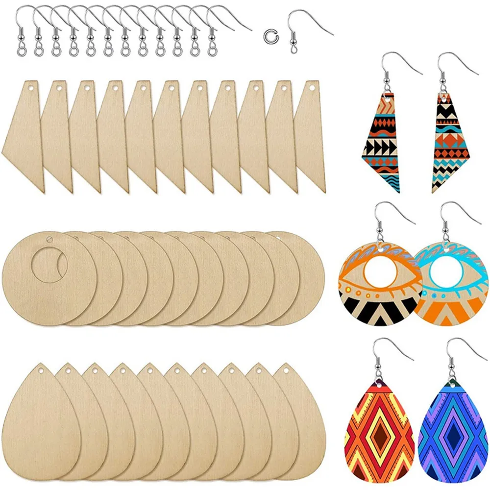 60pcs/set Wood Earring Pendant Set Decoration DIY Gift Smooth Unfinished With Hooks Rings Crafts For Jewelry Making Wholesale
60pcs/set Wood Earring Pendant Set Decoration DIY Gift Smooth Unfinished With Hooks Rings Crafts For Jewelry Making Wholesale