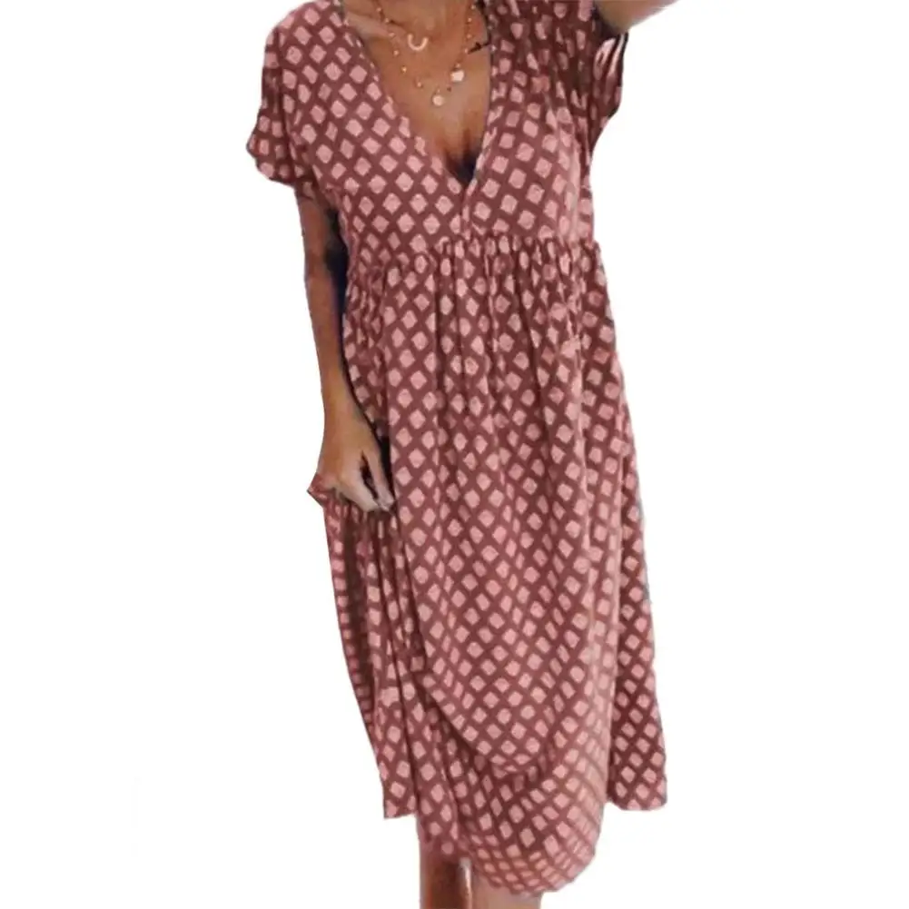Women Dress Boho Short Sleeve Deep V Neck Geometric Print Large Hem Loose Midi Dresses For Women 2021 Elegant Casual Dresses
Women Dress Boho Short Sleeve Deep V Neck Geometric Print Large Hem Loose Midi Dresses For Women 2021 Elegant Casual Dresses