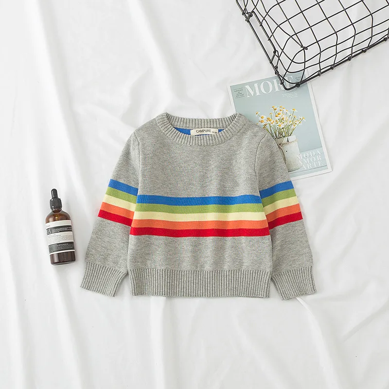 MudiPanda 2020 New Kids Knitted Pullovers Tops European American Style Rainbow Stripe Fashion Sweaters Autumn Children Clothes
MudiPanda 2020 New Kids Knitted Pullovers Tops European American Style Rainbow Stripe Fashion Sweaters Autumn Children Clothes