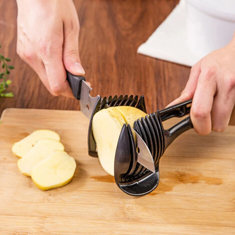 

Plastic Potato Slicer Tomato Cutter Tool Shreadders Fruit Lemon Cutting Holder Slice Assistant Cooking Tools Kitchen Accessories