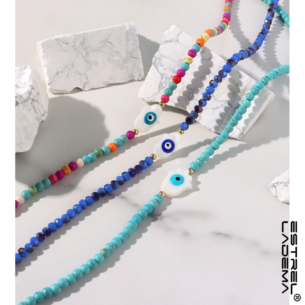 Vintage Colorful Shell Devil Eye Beads Chokers Necklaces For Women Natural Stone Beaded Necklace Clavicle Chain Fashion Jewelry
Vintage Colorful Shell Devil Eye Beads Chokers Necklaces For Women Natural Stone Beaded Necklace Clavicle Chain Fashion Jewelry