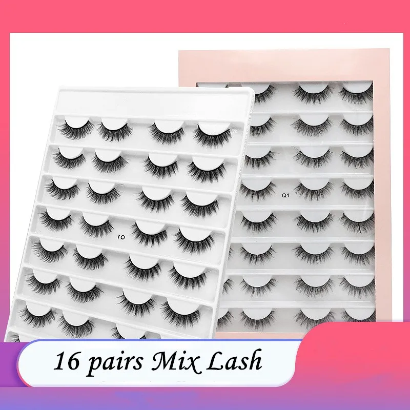 

NEW 16pairs Mink Eyelashes 3D False lashes Thick Crisscross Makeup Eyelash Extension Natural Volume Soft Fake Eye Lashes
