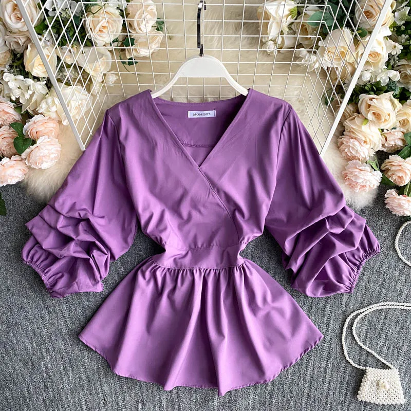 Women's Spring / Summer Shirt Top 2020 New Fashion Shirt V-neck Three Quarter Bow Lacing Waist Pleated Top Shirt blouse ML831
Women's Spring / Summer Shirt Top 2020 New Fashion Shirt V-neck Three Quarter Bow Lacing Waist Pleated Top Shirt blouse ML831