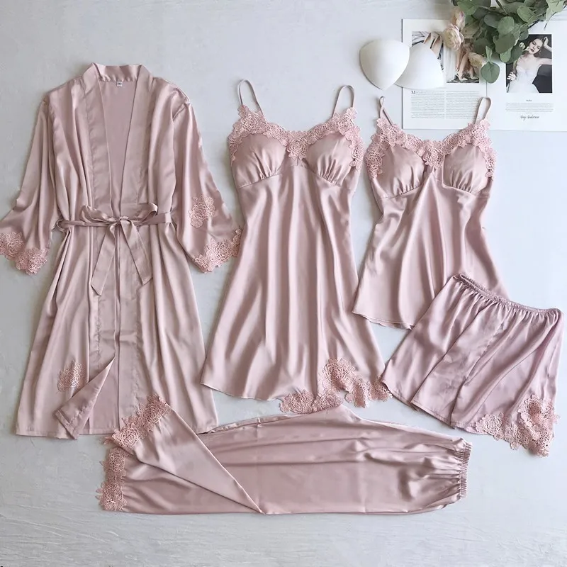 Sexy Women Lace Home Wear Sleep Set Casual Satin Gray Sleepwear Home Clothing Silky Solid Suit Nightgown Sleepwear
Sexy Women Lace Home Wear Sleep Set Casual Satin Gray Sleepwear Home Clothing Silky Solid Suit Nightgown Sleepwear