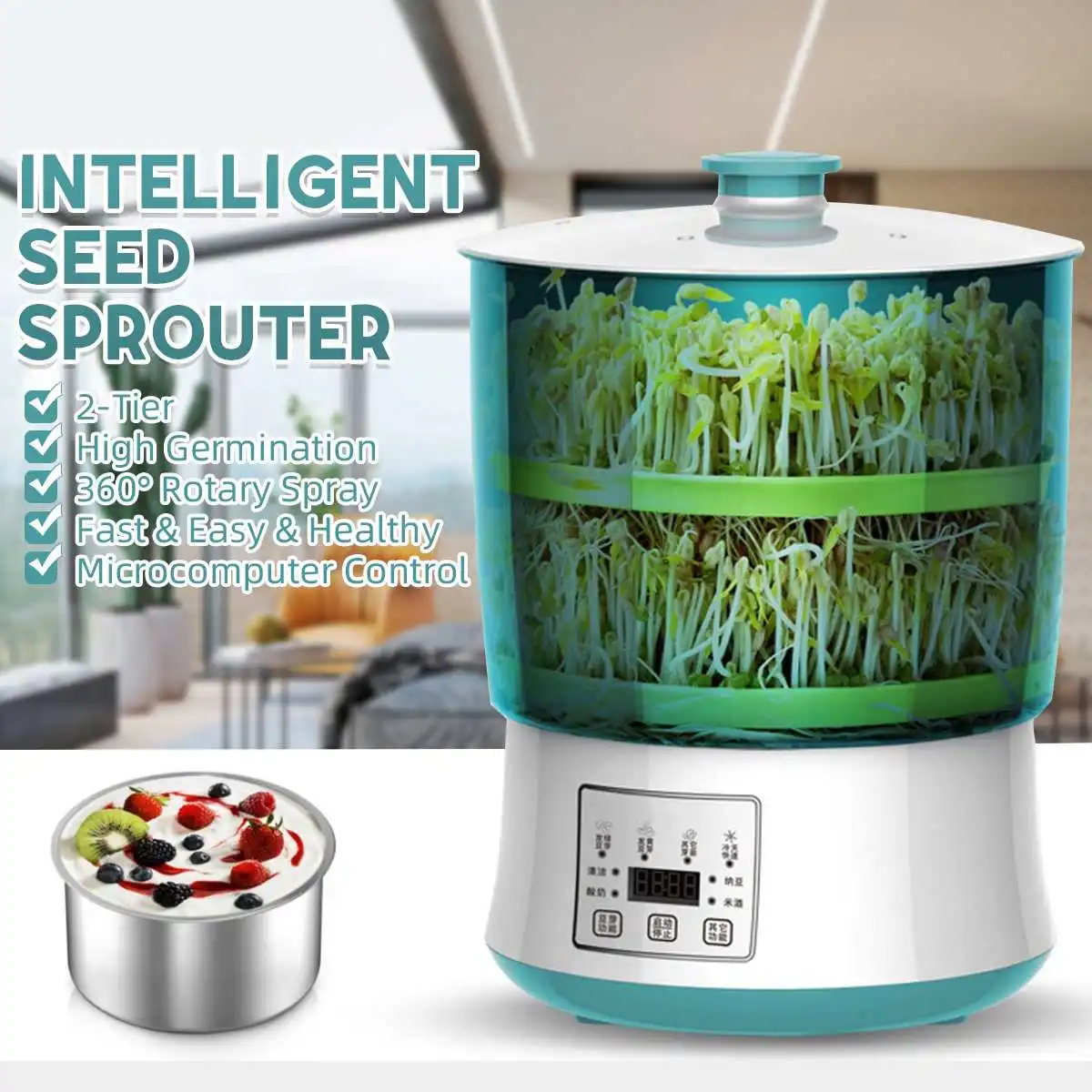 Home Intelligent Bean Sprouts Machine Set Home Barrel Soybean Sprouts Green Bean Sprouts Self Made Small Nursery Two Floors 20W
Home Intelligent Bean Sprouts Machine Set Home Barrel Soybean Sprouts Green Bean Sprouts Self Made Small Nursery Two Floors 20W